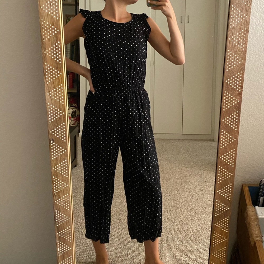comfy black & white jumpsuit